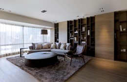 山水湾113㎡现代简约风，客厅半圆形的沙发搭配